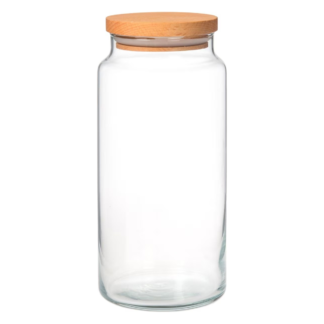 Glazen snoeppot 1400 ml met houten deksel