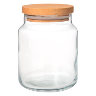 Glazen snoeppot 290 ml met houten deksel
